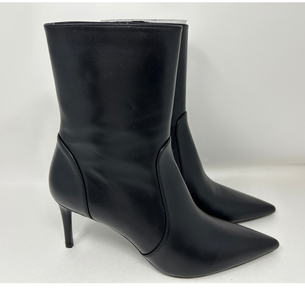 Stuart Weitzman Womens Black Leather Pointed Toe Stiletto Ankle Boots Dress Sz 8